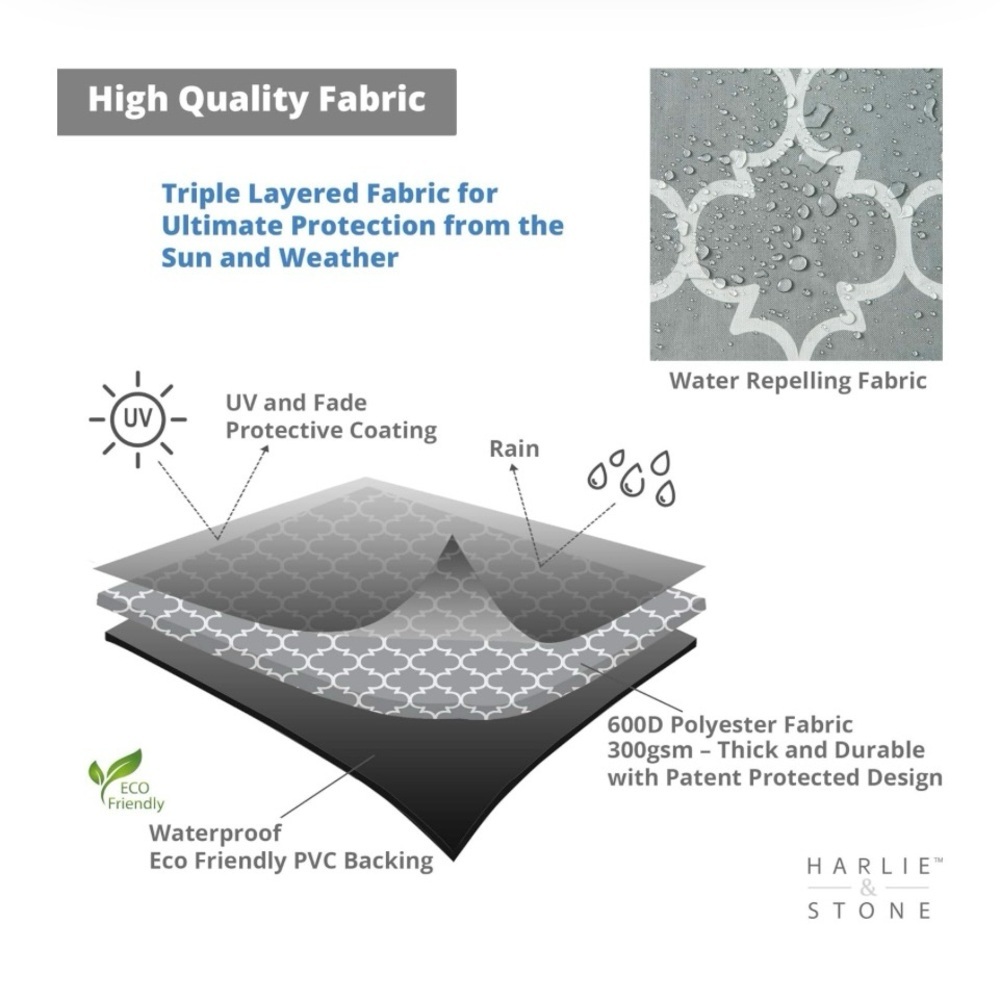 Harlie & Stone Rectangle Patio Table Cover, Heavy Duty Outdoor Table Covers. - Picture 3 of 5